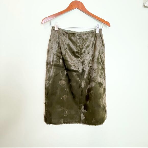 Rebecca Taylor Olive Green Faux Hide Midi Pencil Skirt woman's size 6 - Picture 3 of 7